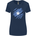Torn Somalia Flag Somalian Day Football Womens Wider Cut T-Shirt Navy Blue