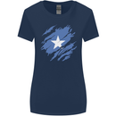 Torn Somalia Flag Somalian Day Football Womens Wider Cut T-Shirt Navy Blue