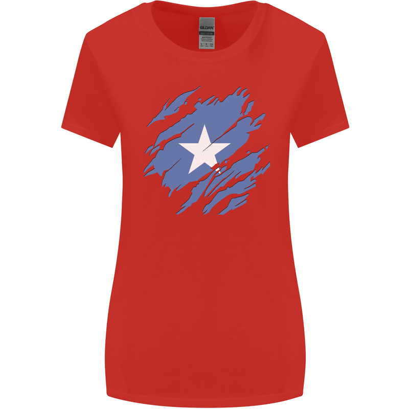 Torn Somalia Flag Somalian Day Football Womens Wider Cut T-Shirt Red