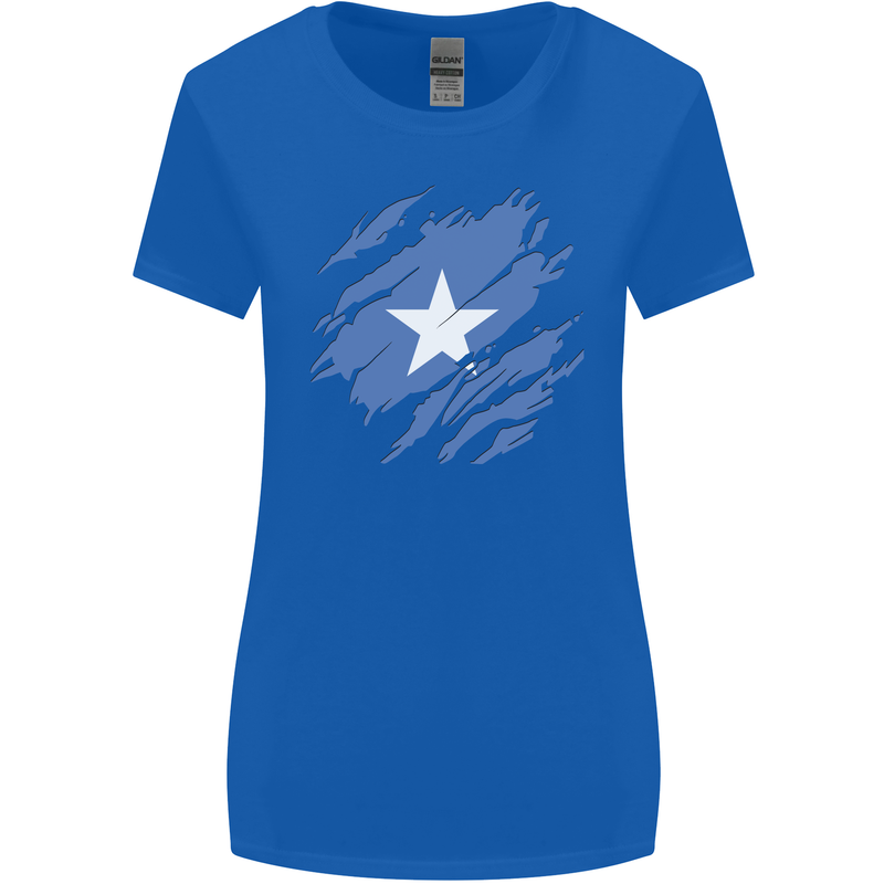 Torn Somalia Flag Somalian Day Football Womens Wider Cut T-Shirt Royal Blue