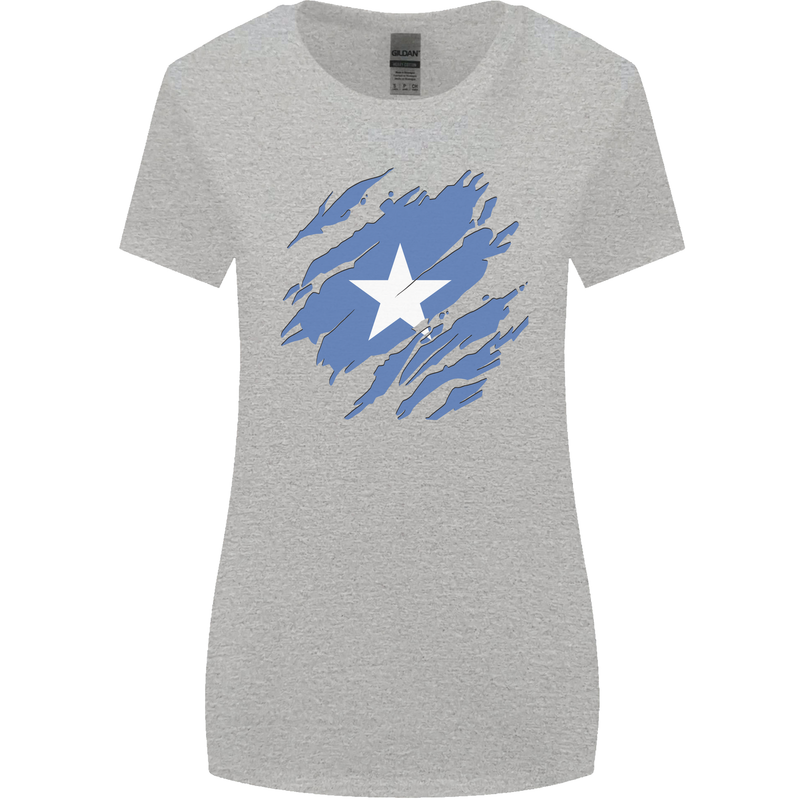 Torn Somalia Flag Somalian Day Football Womens Wider Cut T-Shirt Sports Grey