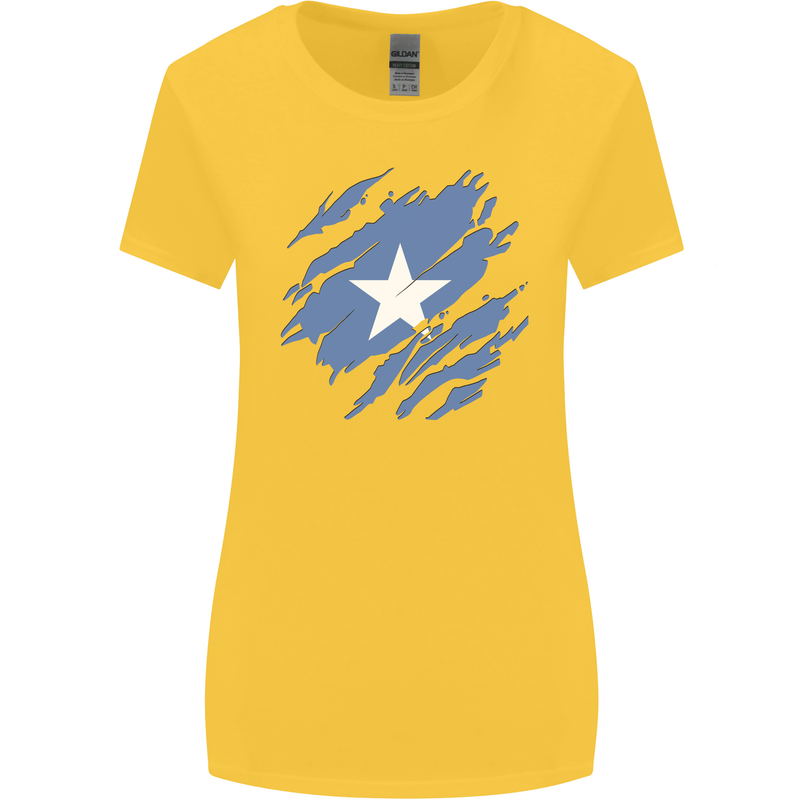 Torn Somalia Flag Somalian Day Football Womens Wider Cut T-Shirt Yellow