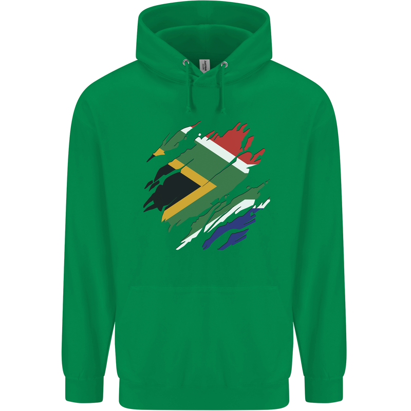 Torn South African Flag Africa Day Football Childrens Kids Hoodie Irish Green