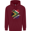 Torn South African Flag Africa Day Football Childrens Kids Hoodie Maroon