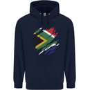 Torn South African Flag Africa Day Football Childrens Kids Hoodie Navy Blue