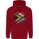 Torn South African Flag Africa Day Football Childrens Kids Hoodie Red
