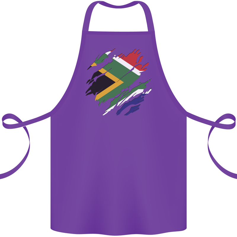 Torn South African Flag Africa Day Football Cotton Apron 100% Organic Purple