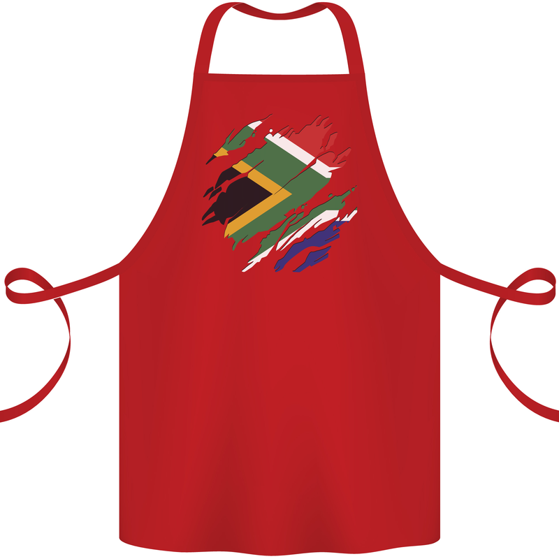Torn South African Flag Africa Day Football Cotton Apron 100% Organic Red