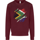 Torn South African Flag Africa Day Football Kids Sweatshirt Jumper Maroon