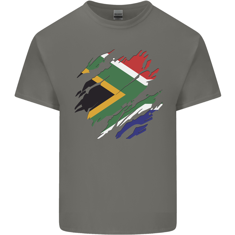 Torn South African Flag Africa Day Football Kids T-Shirt Childrens Charcoal
