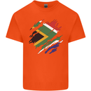 Torn South African Flag Africa Day Football Kids T-Shirt Childrens Orange