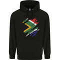 Torn South African Flag Africa Day Football Mens 80% Cotton Hoodie Black
