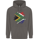 Torn South African Flag Africa Day Football Mens 80% Cotton Hoodie Charcoal
