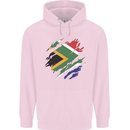 Torn South African Flag Africa Day Football Mens 80% Cotton Hoodie Light Pink