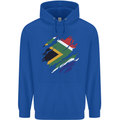 Torn South African Flag Africa Day Football Mens 80% Cotton Hoodie Royal Blue