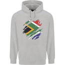 Torn South African Flag Africa Day Football Mens 80% Cotton Hoodie Sports Grey
