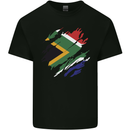Torn South African Flag Africa Day Football Mens Cotton T-Shirt Tee Top Black