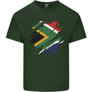 Torn South African Flag Africa Day Football Mens Cotton T-Shirt Tee Top Forest Green