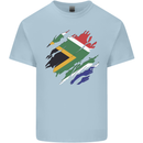 Torn South African Flag Africa Day Football Mens Cotton T-Shirt Tee Top Light Blue