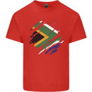 Torn South African Flag Africa Day Football Mens Cotton T-Shirt Tee Top Red