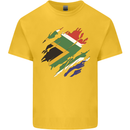 Torn South African Flag Africa Day Football Mens Cotton T-Shirt Tee Top Yellow