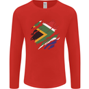 Torn South African Flag Africa Day Football Mens Long Sleeve T-Shirt Red