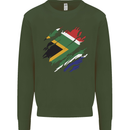 Torn South African Flag Africa Day Football Mens Sweatshirt Jumper Forest Green