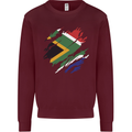 Torn South African Flag Africa Day Football Mens Sweatshirt Jumper Maroon