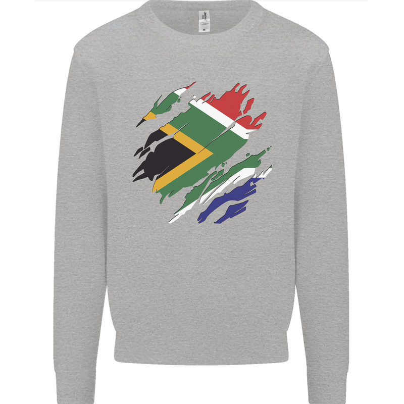 Torn South African Flag Africa Day Football Mens Sweatshirt Jumper Sports Grey