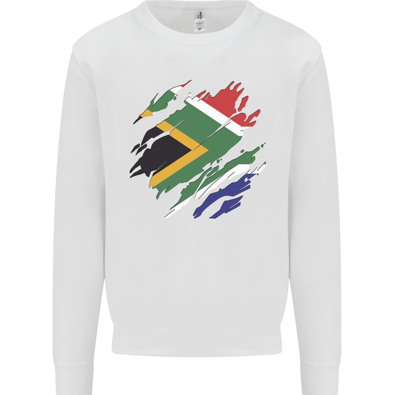 Torn South African Flag Africa Day Football Mens Sweatshirt Jumper White