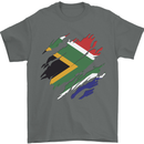 Torn South African Flag Africa Day Football Mens T-Shirt 100% Cotton Charcoal