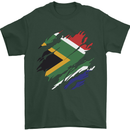 Torn South African Flag Africa Day Football Mens T-Shirt 100% Cotton Forest Green