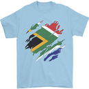 Torn South African Flag Africa Day Football Mens T-Shirt 100% Cotton Light Blue