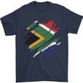 Torn South African Flag Africa Day Football Mens T-Shirt 100% Cotton Navy Blue