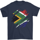 Torn South African Flag Africa Day Football Mens T-Shirt 100% Cotton Navy Blue