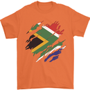 Torn South African Flag Africa Day Football Mens T-Shirt 100% Cotton Orange