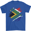 Torn South African Flag Africa Day Football Mens T-Shirt 100% Cotton Royal Blue