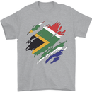 Torn South African Flag Africa Day Football Mens T-Shirt 100% Cotton Sports Grey