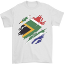 Torn South African Flag Africa Day Football Mens T-Shirt 100% Cotton White