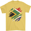 Torn South African Flag Africa Day Football Mens T-Shirt 100% Cotton Yellow