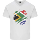 Torn South African Flag Africa Day Football Mens V-Neck Cotton T-Shirt White