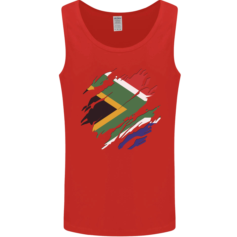Torn South African Flag Africa Day Football Mens Vest Tank Top Red