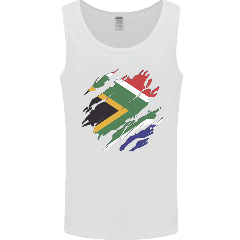 Torn South African Flag Africa Day Football Mens Vest Tank Top White