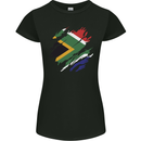 Torn South African Flag Africa Day Football Womens Petite Cut T-Shirt Black