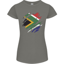 Torn South African Flag Africa Day Football Womens Petite Cut T-Shirt Charcoal