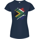 Torn South African Flag Africa Day Football Womens Petite Cut T-Shirt Navy Blue