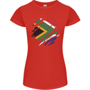 Torn South African Flag Africa Day Football Womens Petite Cut T-Shirt Red