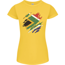 Torn South African Flag Africa Day Football Womens Petite Cut T-Shirt Yellow