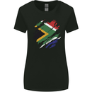 Torn South African Flag Africa Day Football Womens Wider Cut T-Shirt Black