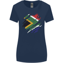 Torn South African Flag Africa Day Football Womens Wider Cut T-Shirt Navy Blue